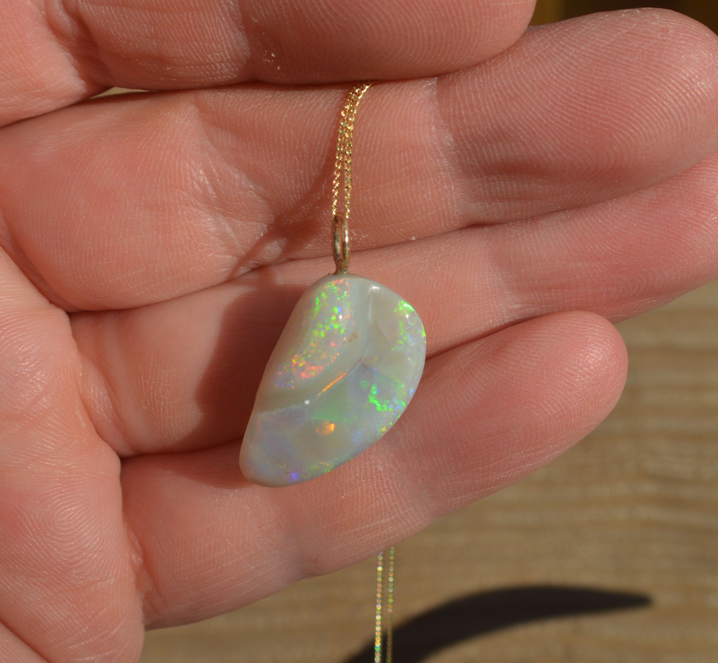 thumbnail image 2 of Old English Jewellers 9ct Gold Natural Opal & Sapphire Cluster Pendant Necklace – 18" Chain, Solid 9K Gold, NEW 2 of 6