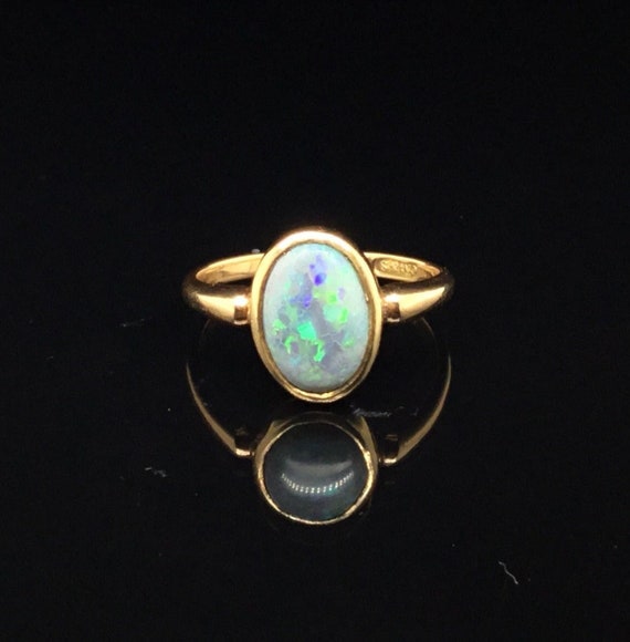 Antique 18ct Gold Black Opal Ring Solid Australian Black - Etsy UK