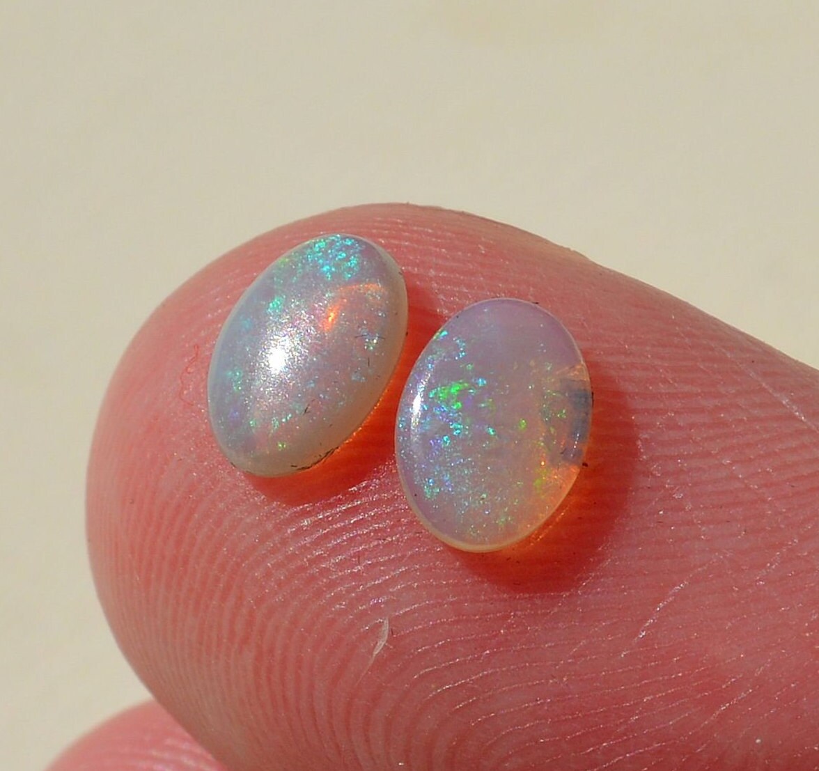 Pair of Loose Australian Opal Cabochons, Oval 7x5