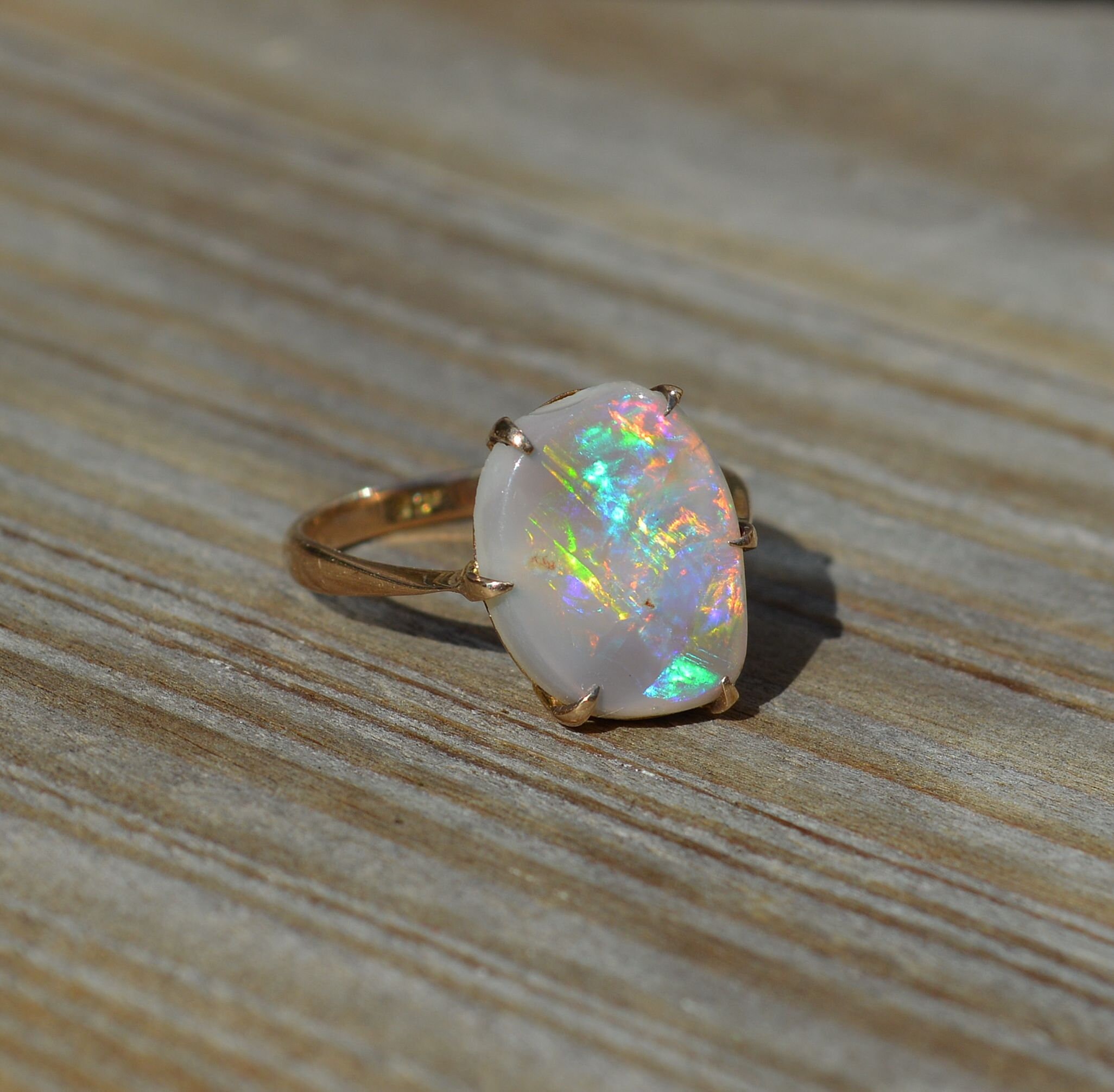 Australian Black Opal and Gold Ring, Antique