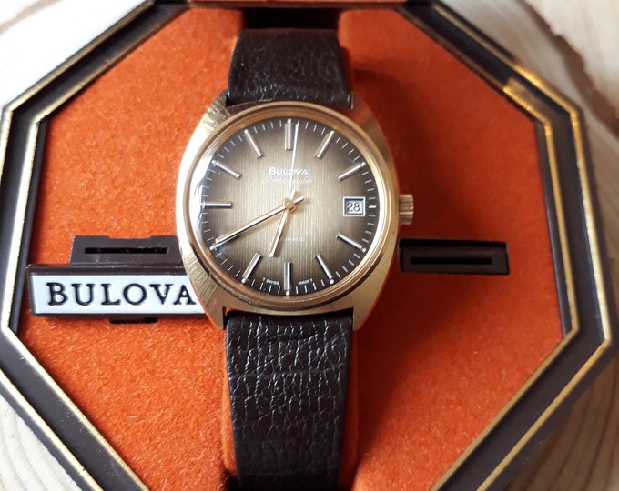 Vintage Bulova Mens Wristwatch, Automatic Bulova Ambassador Watch, Large Face Wrist Watch, 23 Jewels, Mens Christmas Gift