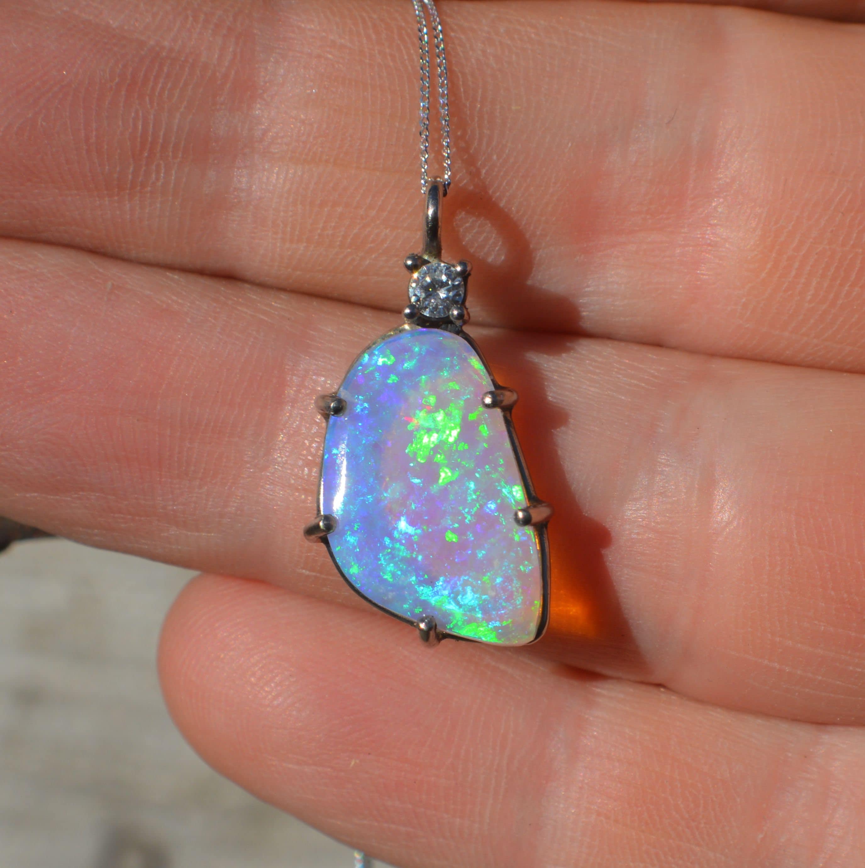 Australian Kangaroo Genuine Opal Necklace Pendant 925 Sterling Silver Gift  | eBay