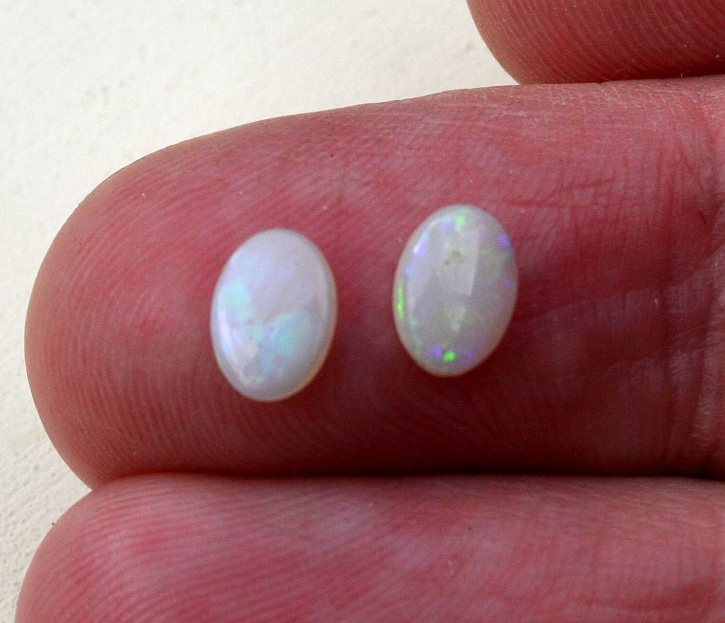 Pair of Loose Australian Opal Cabochons, Oval 7x5