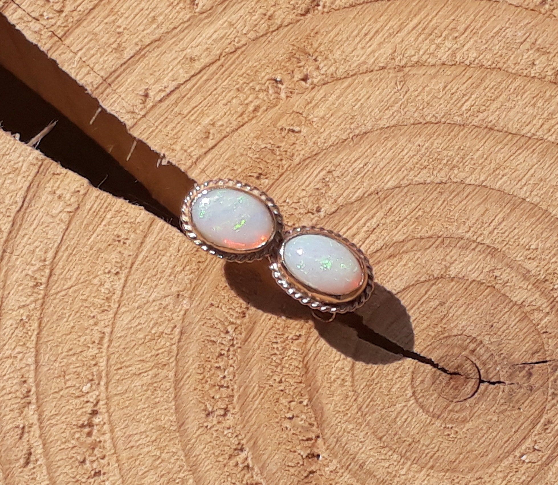 9ct Gold Natural Opal Stud Earrings