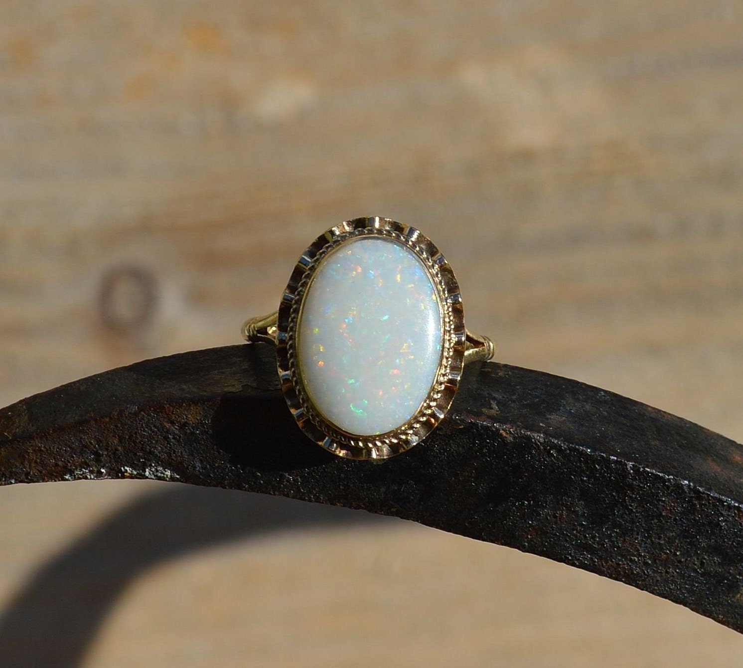Large 9ct Gold Australian Opal Ring