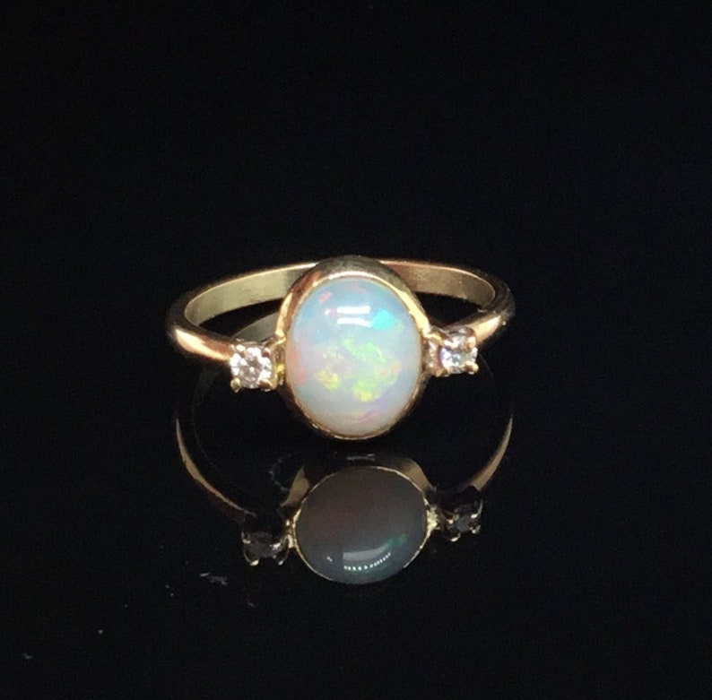 9ct Gold Australian Opal and Ring Handmade G Max 41% OFF Oklahoma City Mall Diamond