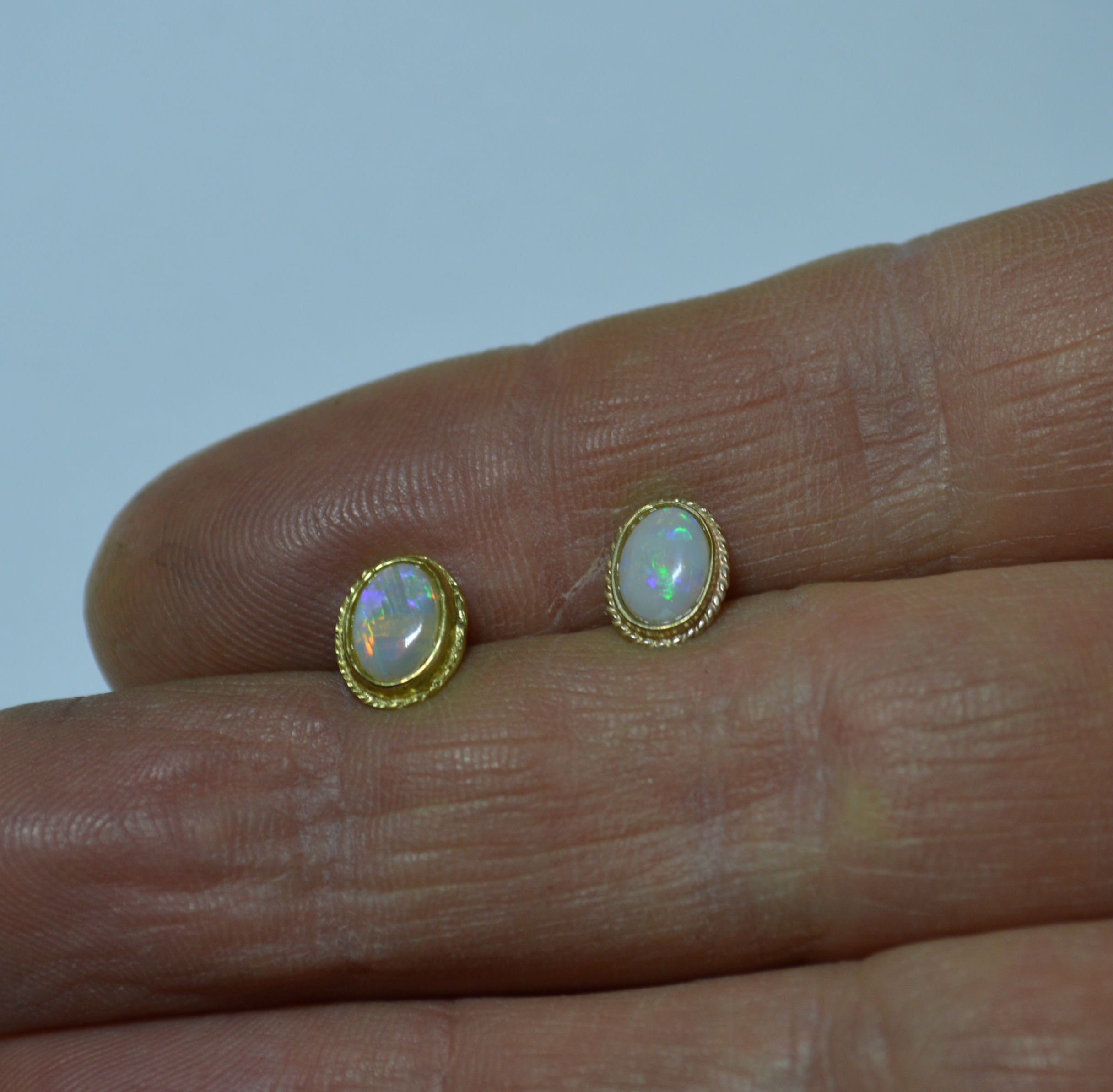 9ct Gold Oval Opal Stud Earrings, Australian Opals