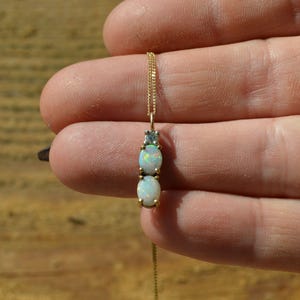 9ct Gold Oval Australian Crystal Opal and Diamond Pendant