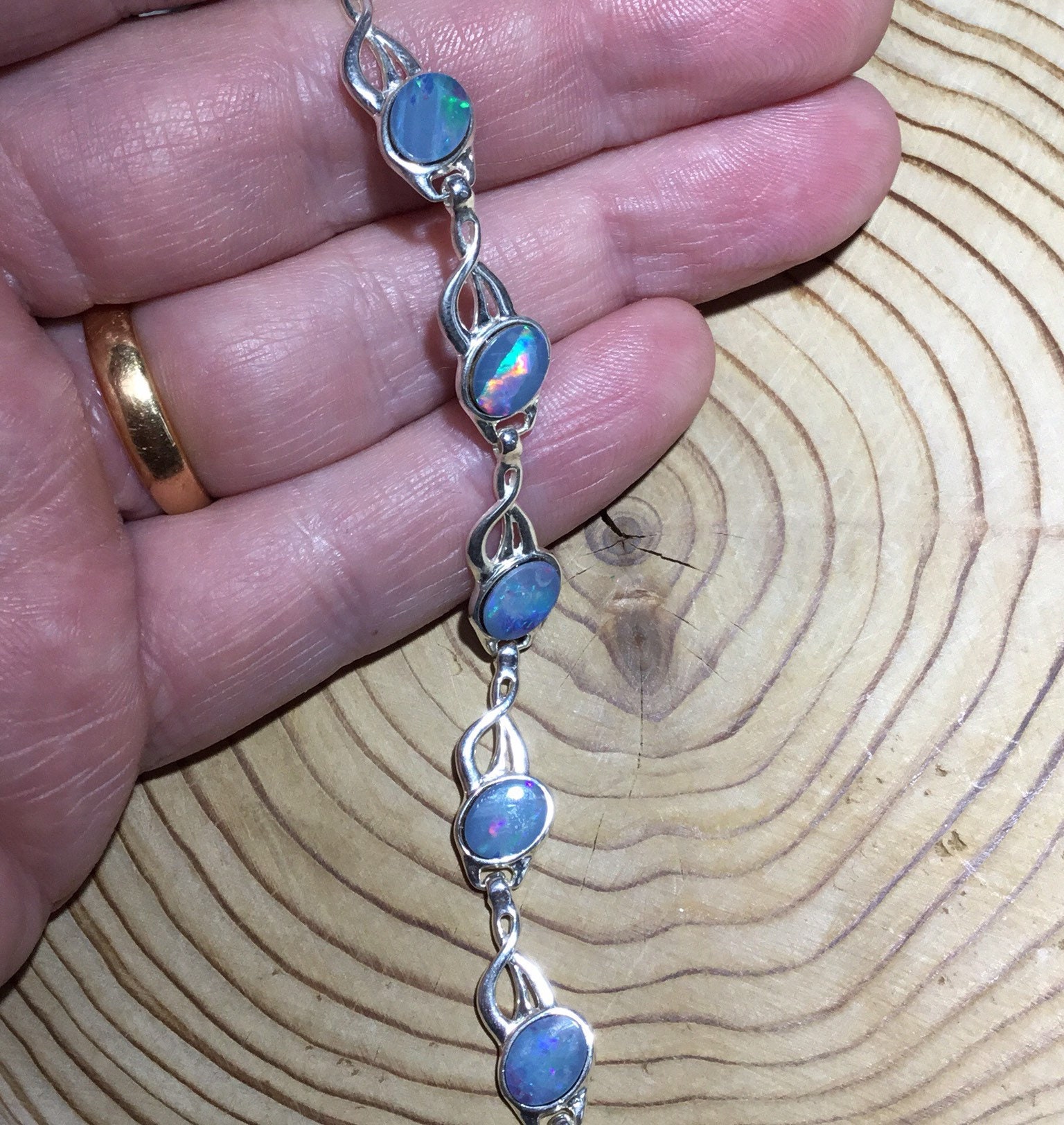 Opal Colour Silver Bracelet