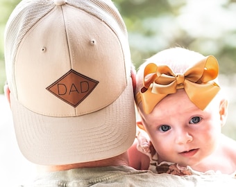 Custom Dad Hats | PU Leather Patch Hats for Dad | Dad Gift for New Dads | Custom Trucker Caps for Dad | Best Gift for Dads | New Dad Gift