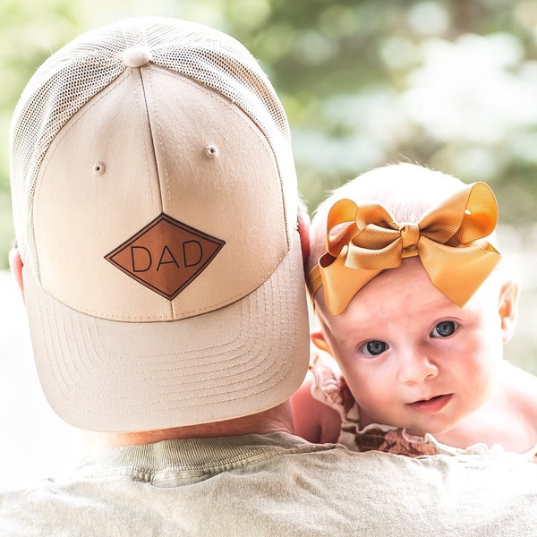 Custom Dad Hats | PU Leather Patch Hats for Dad | Dad Gift for New Dads | Custom Trucker Caps for Dad | Best Gift for Dads | New Dad Gift