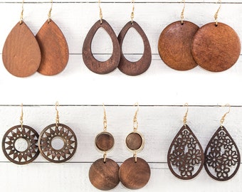 Wood Earrings | 64 Styles of Wooden Earrings | Wood Teardrop Earrings | Wooden Statement Earrings | Wood Hoop Earrings | Trendy Earrings