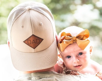 Custom Dad Hats | PU Leather Patch Hats for Dad | Dad Gift for New Dads | Custom Trucker Caps for Dad | Best Gift for Dads | New Dad Gift