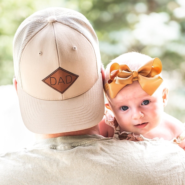 Custom Dad Hats | PU Leather Patch Hats for Dad | Dad Gift for New Dads | Custom Trucker Caps for Dad | Best Gift for Dads | New Dad Gift