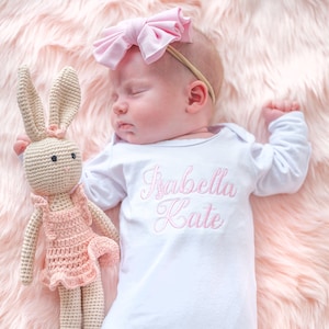 Personalized Baby Romper, Baby Girl Coming Home Outfit, Baby Hospital Outfit, Newborn Baby Girl Outfit, Baby Shower Gift for Baby Girl