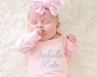Personalized Baby Romper | Baby Girl Coming Home Outfit | Baby Hospital Outfit | Newborn Baby Girl Outfit | Baby Shower Gift for Baby Girl