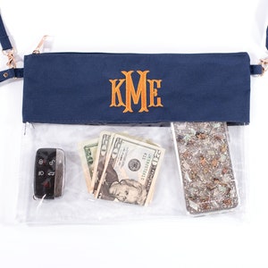 Monogrammed Clear Stadium Bags, Personalized Graduation Gift, Team Color Game Day Bag, Clear Game Day Bag, Concert Bag, Clear Crossbody Bag