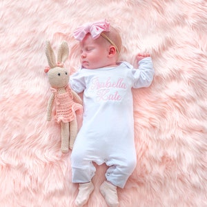 Personalized Baby Romper, Baby Girl Coming Home Outfit, Baby Hospital Outfit, Newborn Baby Girl Outfit, Baby Shower Gift for Baby Girl
