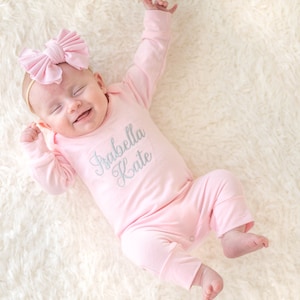 Personalized Baby Romper, Baby Girl Coming Home Outfit, Baby Hospital Outfit, Newborn Baby Girl Outfit, Baby Shower Gift for Baby Girl