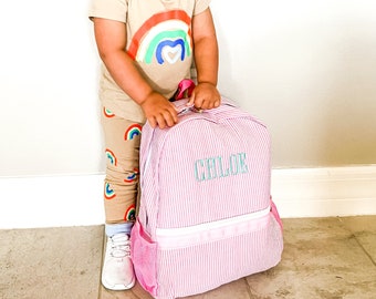 Personalized Kids Backpack | Monogrammed Backpack | Seersucker Diaper Bag | Personalized Gifts for Kids | Girls School Bag | Girls Book Bag