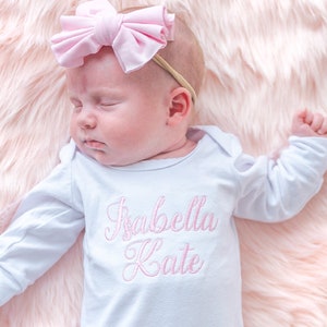 Personalized Baby Romper, Baby Girl Coming Home Outfit, Baby Hospital Outfit, Newborn Baby Girl Outfit, Baby Shower Gift for Baby Girl