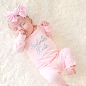Personalized Baby Romper, Baby Girl Coming Home Outfit, Baby Hospital Outfit, Newborn Baby Girl Outfit, Baby Shower Gift for Baby Girl