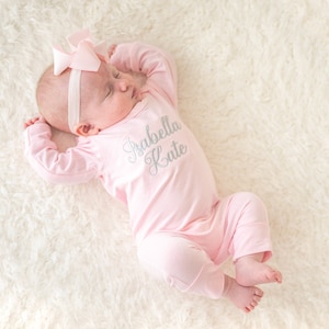 Personalized Baby Romper, Baby Girl Coming Home Outfit, Baby Hospital Outfit, Newborn Baby Girl Outfit, Baby Shower Gift for Baby Girl