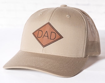 Custom Dad Hats | PU Leather Patch Hats for Dad | Dad Gift for New Dads | Custom Trucker Caps for Dad | Best Gift for Dads | New Dad Gift