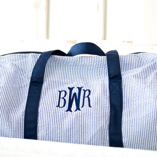 Personalized Baby Duffle Bag Monogram Seersucker Baby Bag Etsy