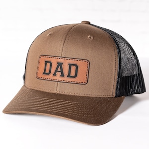 Custom Dad Hats, PU Leather Patch Hats for Dad, Father&#39;s Day Gift for New Dads, Custom Trucker Caps for Dad, Best Father&#39;s Day Gift