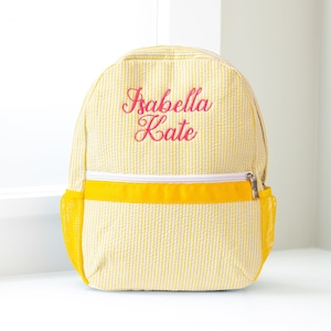 Sacs à dos personnalisés pour bébé, sacs à dos à monogramme pour tout-petit, sac à dos en seersucker, cartable préscolaire, cadeaux personnalisés pour bébé