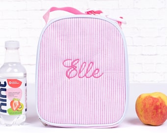 Personalized Lunch Bags for Kids | Insulated Lunch Bag | Seersucker Lunch Bag | Monogrammed Kids Lunch Bag | Lunch Box | Lunch Bag for Women