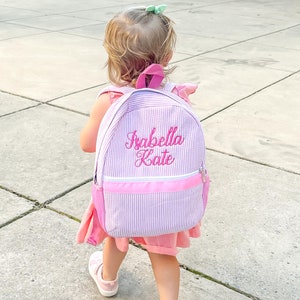 Personalized Baby Backpacks, Monogrammed Toddler Backpacks, Seersucker Backpack, Preschool Book Bag, Personalized Baby Girl Gifts
