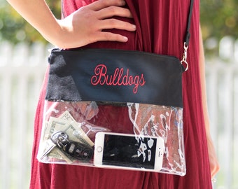 Clear Crossbody Bag**Quick Ship**Clear Stadium Game Day Bag Monogram Security Zipper PurseShoulderCrossbody BagPurseGift Idea