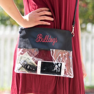 Monogrammed Clear Stadium Bags, Personalized Graduation Gift, Team Color Game Day Bag, Clear Game Day Bag, Concert Bag, Clear Crossbody Bag