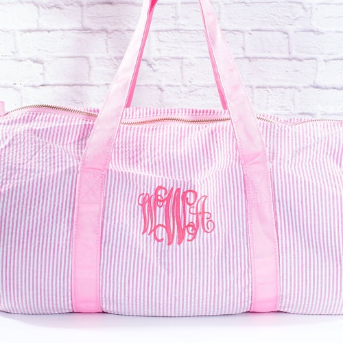Personalized Baby Duffle Bag Monogram Seersucker Baby Bag Etsy