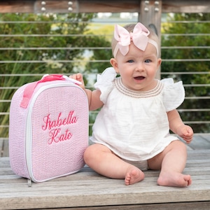 Personalisierte Lunchbag für Kinder, Thermotasche, Seersucker Lunch Bag, Monogramm Kinder Lunch Bag, Lunchbox, Lunch Bag für Mädchen