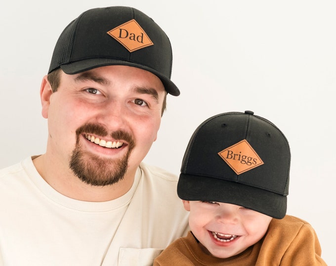 Matching Patch Hats | Personalized Dad Hats | Father's Day Gift for New Dads | Trucker Caps for Dad | Best Father's Day Gift for Dads