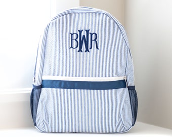 Personalized Kids Backpack | Monogrammed Backpack | Seersucker Diaper Bag | Personalized Gifts for Kids | Boys School Bag | Boys Book Bag