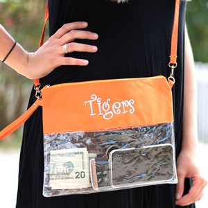 Monogrammed Clear Stadium Bags, College Football Purse, Personalized Graduation Gift, Clear Game Day Bag, Concert Bag, Clear Crossbody Bag