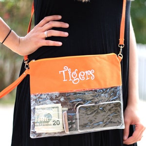 Custom Team Clear Stadium Bags | Monogrammed Game Day Bag | Clear Game Day Bag | Concert Bag | Airport Security Bag | Clear Crossbody Bag