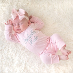 Personalized Baby Romper, Baby Girl Coming Home Outfit, Baby Hospital Outfit, Newborn Baby Girl Outfit, Baby Shower Gift for Baby Girl