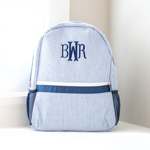 Sac à dos personnalisé pour enfant, sac à dos à monogramme, sac à langer en seersucker, cadeaux personnalisés pour enfant, cartable pour garçon, cartable pour garçon