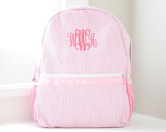 Personalized Kids Backpack | Monogrammed Backpack | Seersucker Diaper Bag | Personalized Gifts for Kids | Girls School Bag | Girls Book Bag