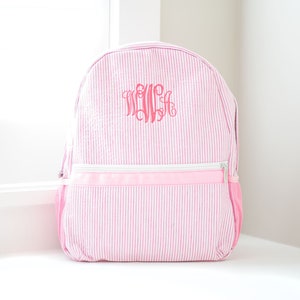 Sac à dos personnalisé pour enfant, sac à dos à monogramme, sac à langer en seersucker, cadeaux personnalisés pour enfant, cartable pour fille, cartable pour fille