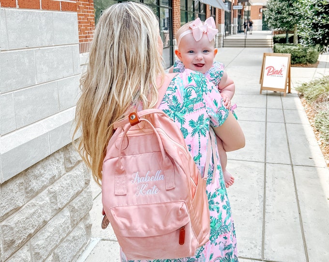 Personalized Diaper Bag, Custom Diaper Backpack, Monogrammed Diaper Bag, Diaper Bag Backpack, Baby Diaper Bag, Pink Backpack
