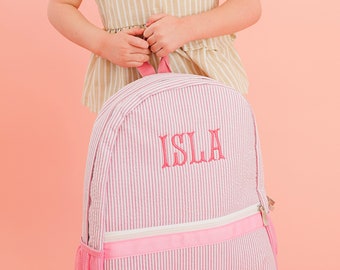Sac à dos personnalisé pour enfant, sac à dos à monogramme, sac à langer en seersucker, cadeaux personnalisés pour enfant, cartable pour garçon, cartable pour garçon