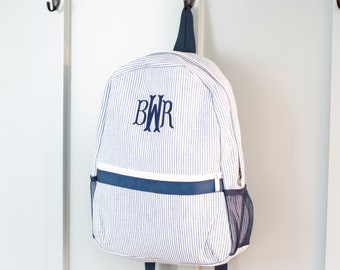 Personalized Kids Backpack | Monogrammed Backpack | Seersucker Diaper Bag | Personalized Gifts for Kids | Boys School Bag | Boys Book Bag
