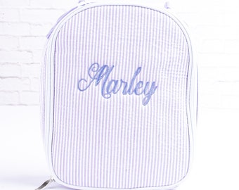 Gepersonaliseerde lunchtassen voor kinderen, geïsoleerde lunchtas, Seersucker-lunchtas, kinderlunchtas met monogram, lunchbox, lunchtas voor dames