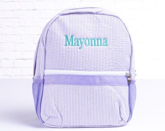 Personalized Baby Backpacks, Monogrammed Toddler Backpacks, Seersucker Backpack, Preschool Book Bag, Personalized Baby Girl Gifts